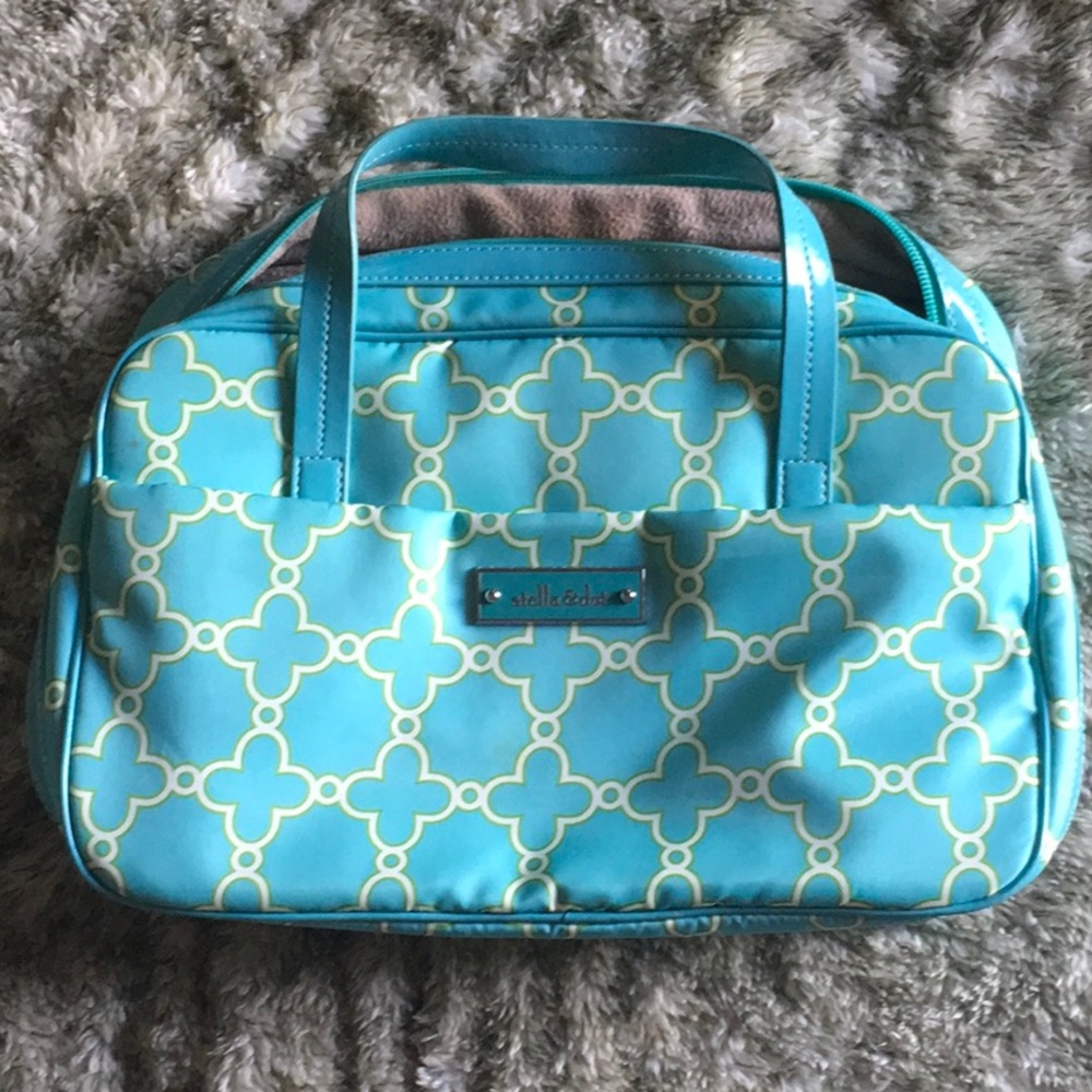 Stella & Dot Turquoise and Cream Patterned Tote